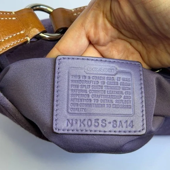 Coach Y2K Mini SoHo Hobo Shoulder Bag in Purple Suede/Brown Leather Accents